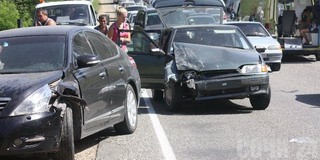 В Туапсинском районе столкнулись 5 автомобилей Фотография с места ДТП